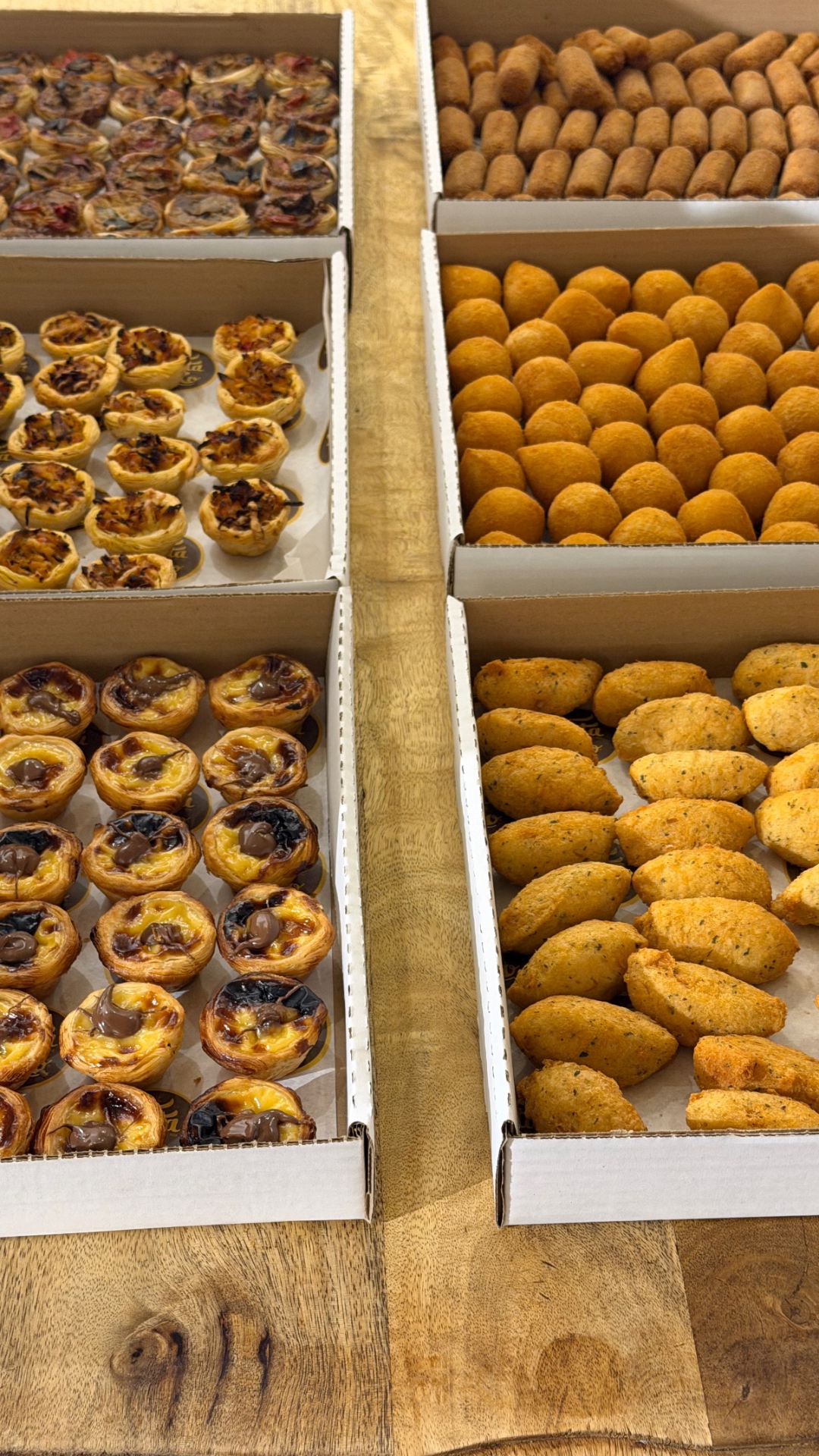 Mini Pastéis de Nata with Nutella and assorted savoury snacks