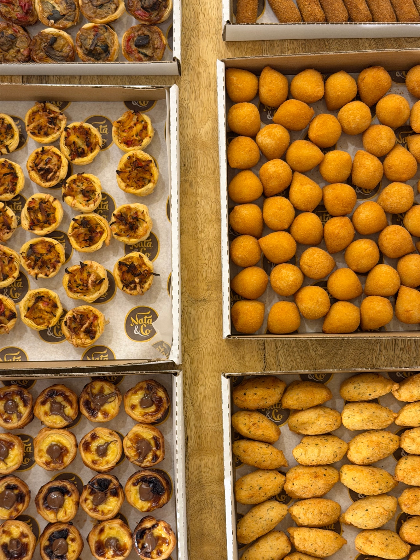 Coxinhas, bolinhos de bacalhau and mini quiches platter
