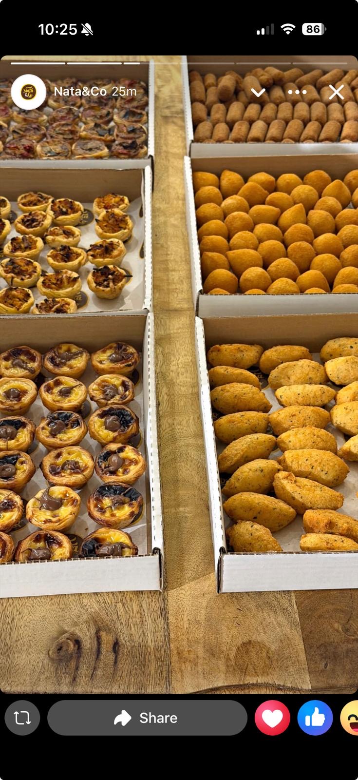 Selection of Pastéis de Nata, mini quiches and Portuguese bites